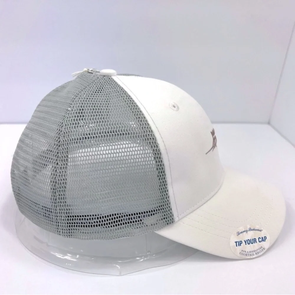 TOMMY BAHAMA CAP HAT, FRONT IS WHITE BACK IS GREY MESH & LOGO ADJ. STRAP, UNISEX